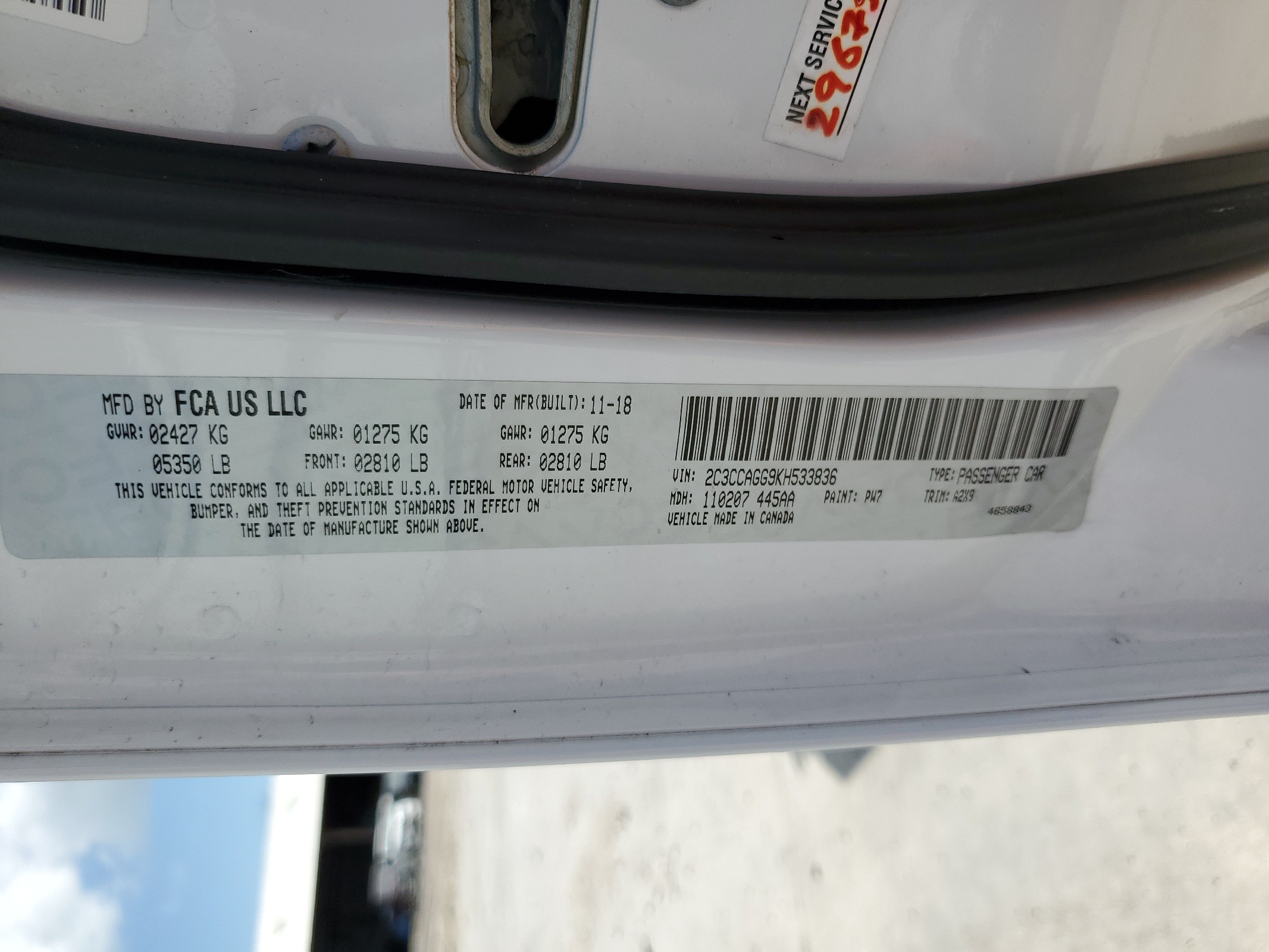 2C3CCAGG9KH533836 2019 Chrysler 300 S