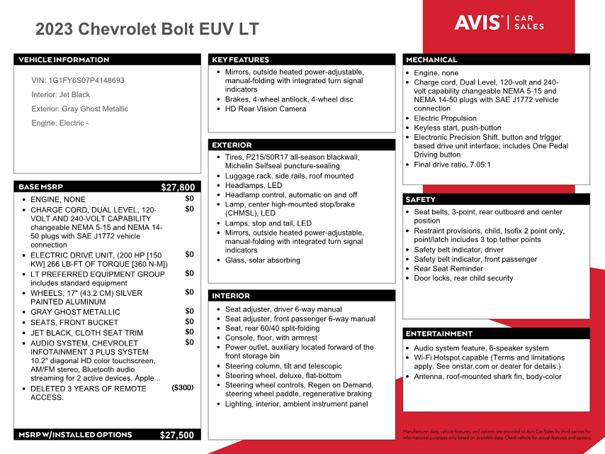 1G1FY6S07P4148693 2023 Chevrolet Bolt Euv Lt