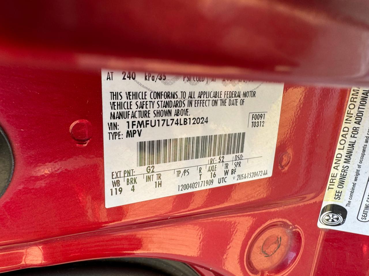 2004 Ford Expedition Eddie Bauer VIN: 1FMFU17L74LB12024 Lot: 66478624