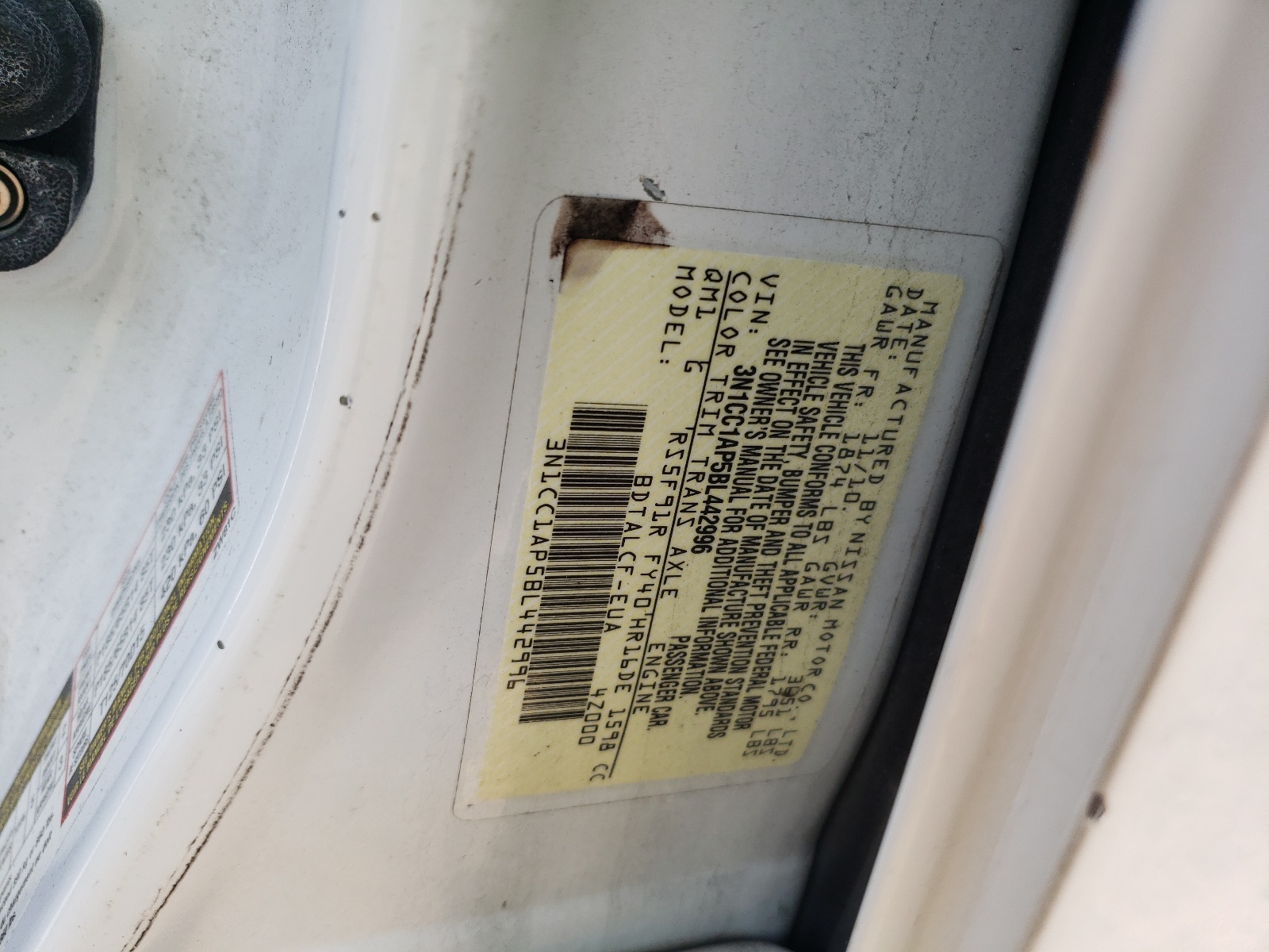 3N1CC1AP5BL442996 2011 Nissan Versa S