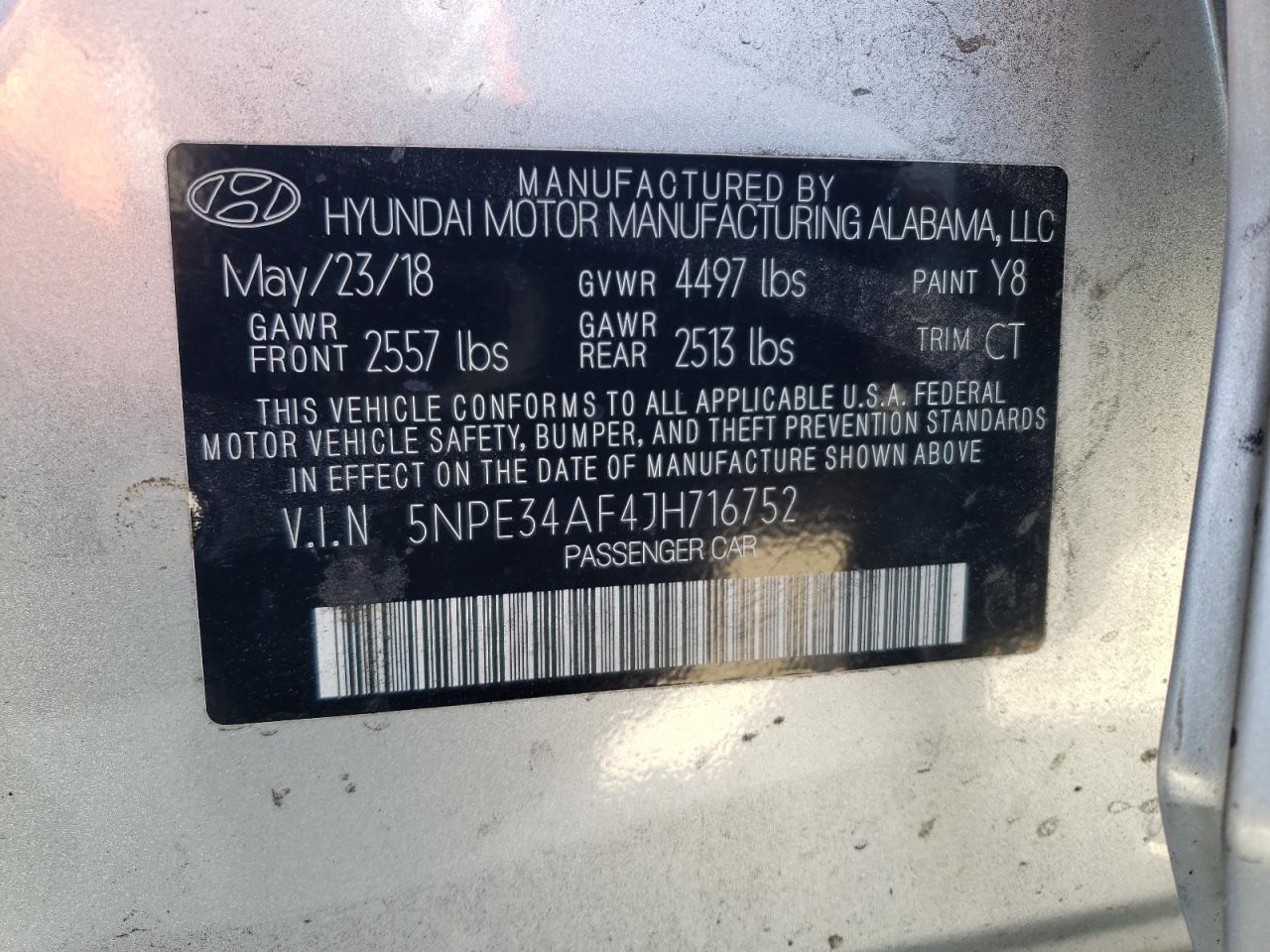 5NPE34AF4JH716752 2018 Hyundai Sonata Sport