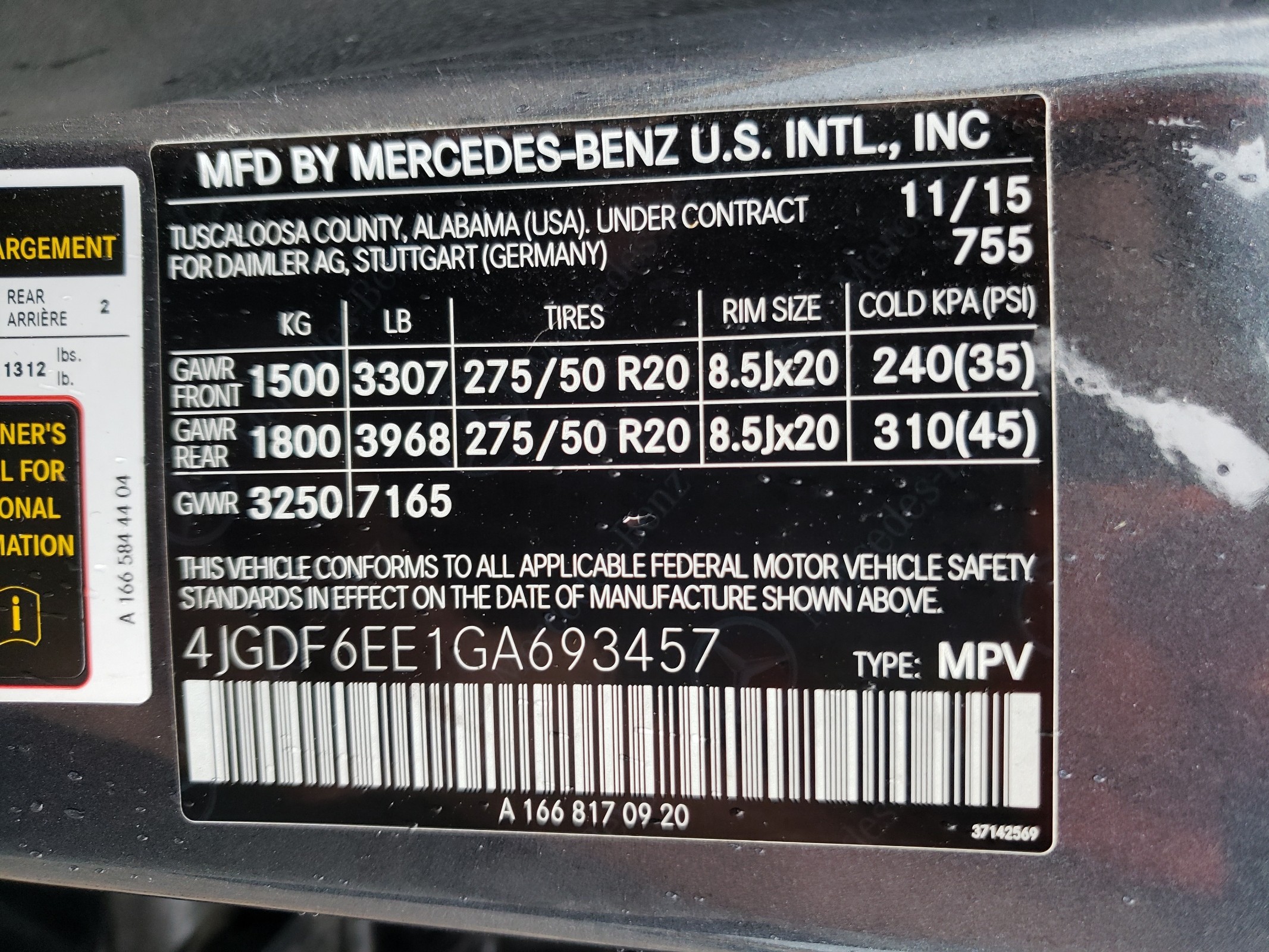 4JGDF6EE1GA693457 2016 Mercedes-Benz Gl 450 4Matic