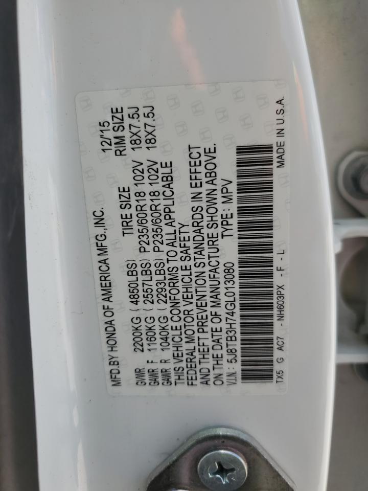 5J8TB3H74GL013080 2016 Acura Rdx Advance