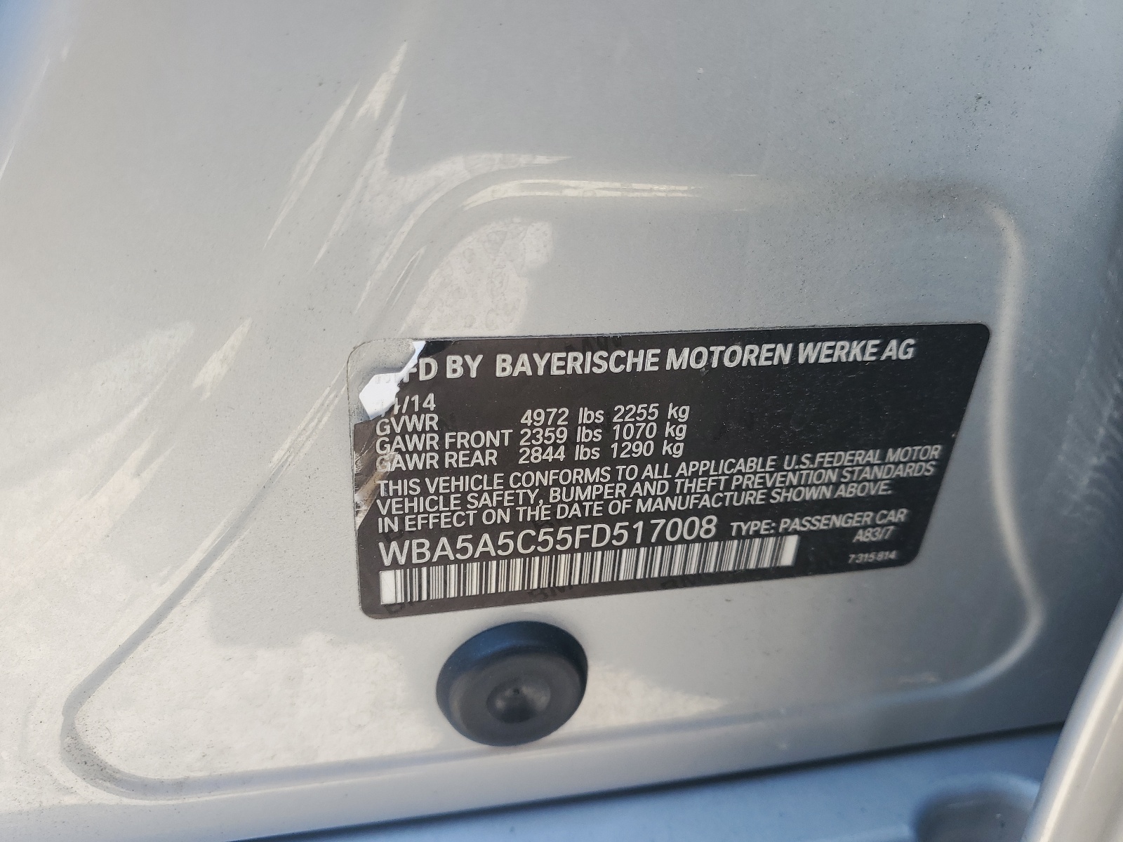 WBA5A5C55FD517008 2015 BMW 528 I