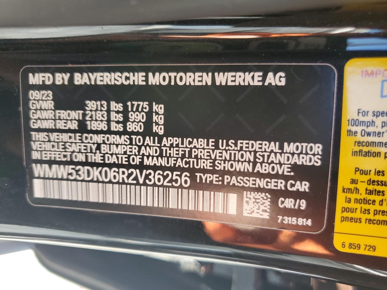 2024 Mini Cooper S VIN: WMW53DK06R2V36256 Lot: 67703744