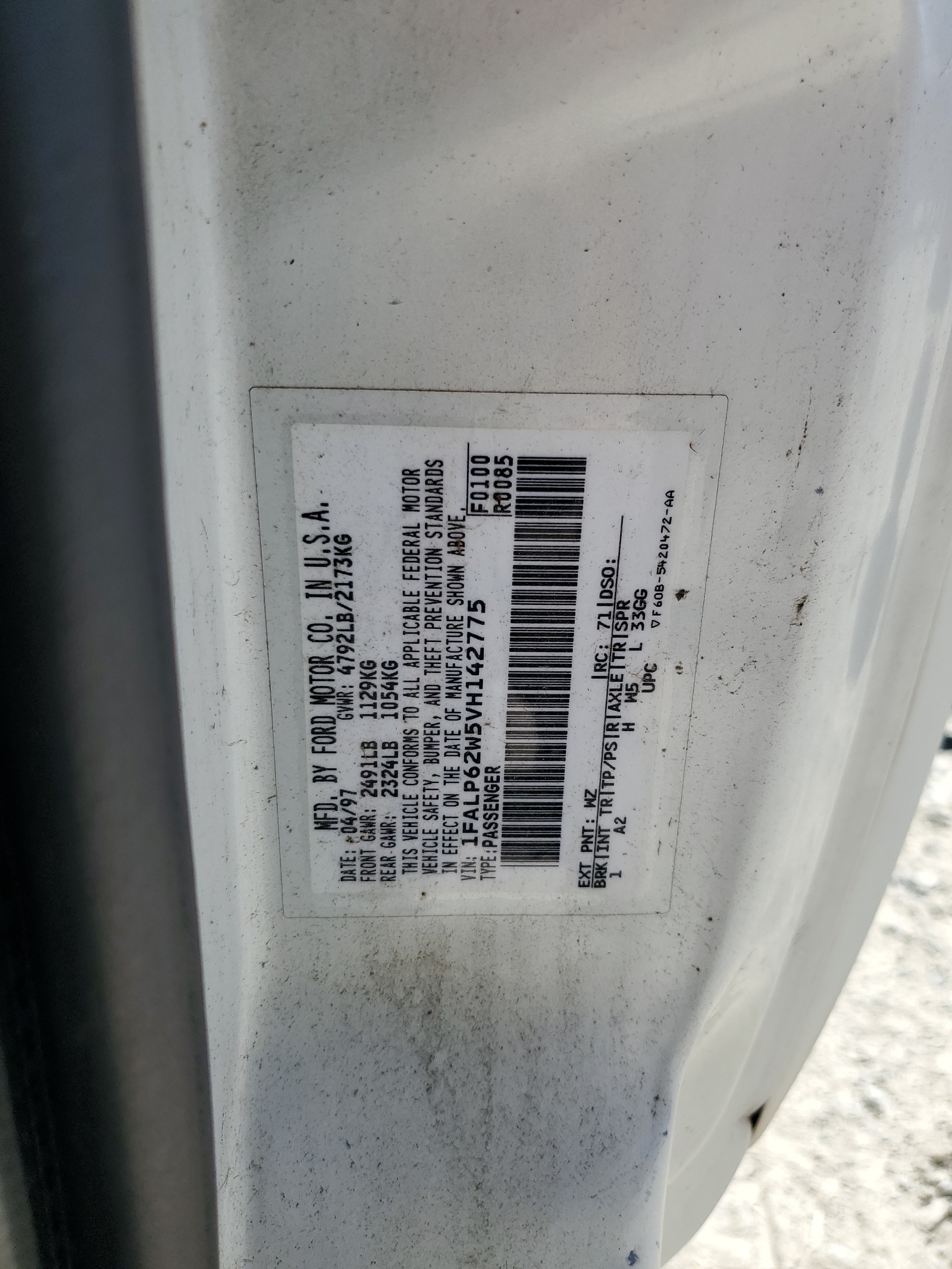 1FALP62W5VH142775 1997 Ford Thunderbird Lx