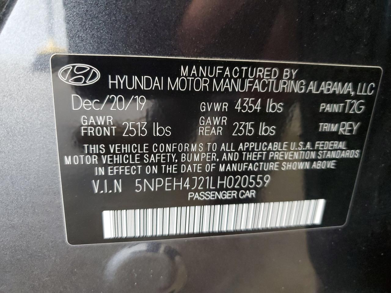 5NPEH4J21LH020559 2020 Hyundai Sonata Limited