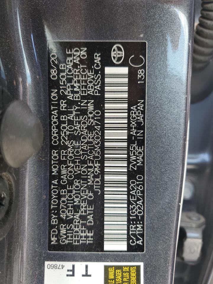 JTDL9MFU5M3024710 2021 Toyota Prius Le