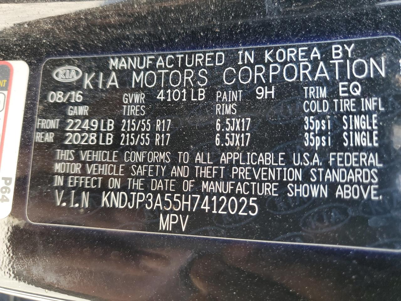 2017 Kia Soul + VIN: KNDJP3A55H7412025 Lot: 68670724