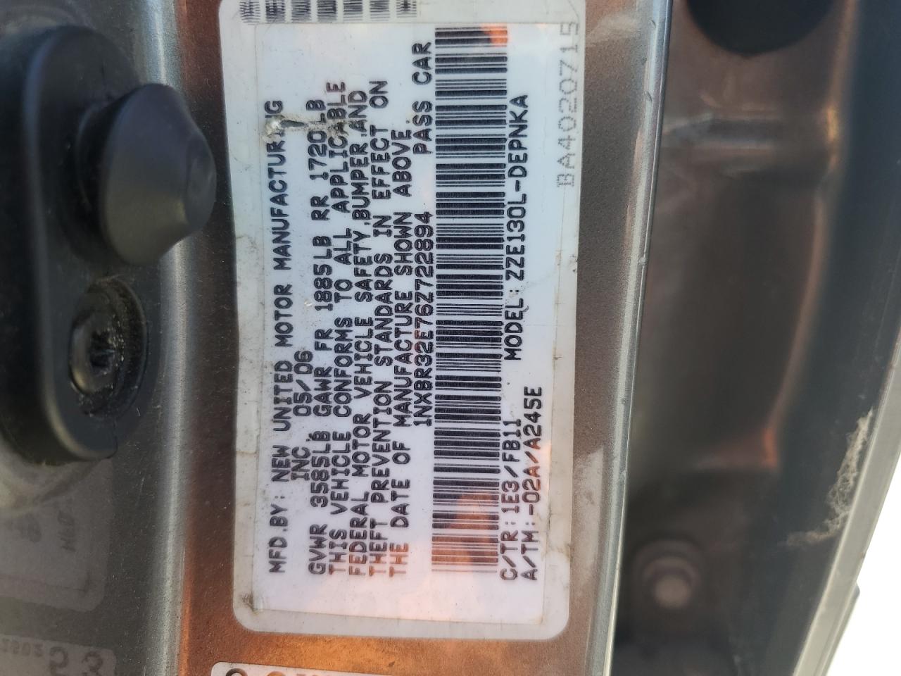 1NXBR32E76Z722894 2006 Toyota Corolla Ce