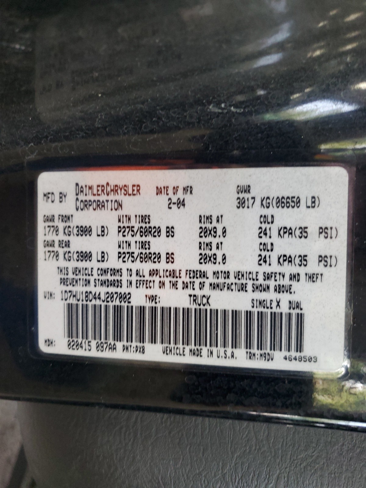 1D7HU18D44J207002 2004 Dodge Ram 1500 St