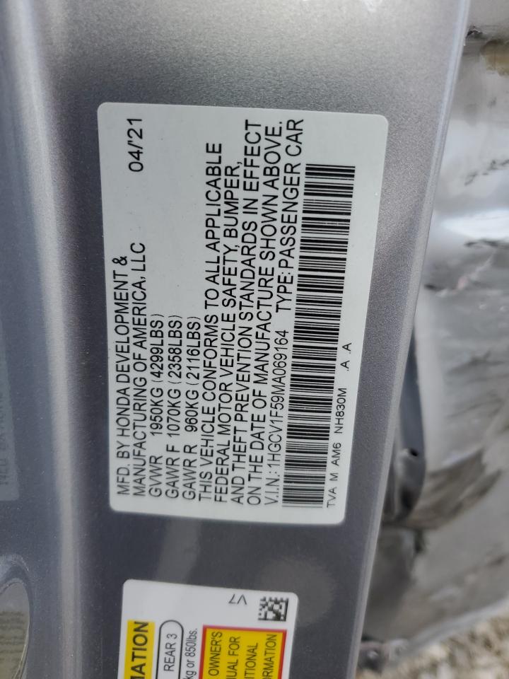 1HGCV1F59MA069164 2021 Honda Accord Exl