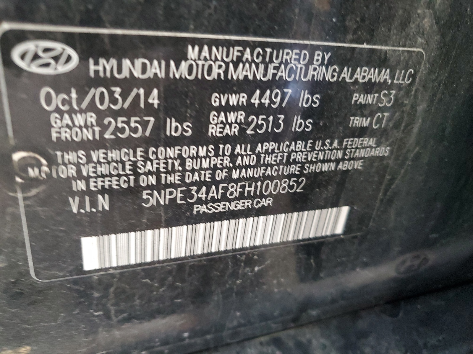 5NPE34AF8FH100852 2015 Hyundai Sonata Sport