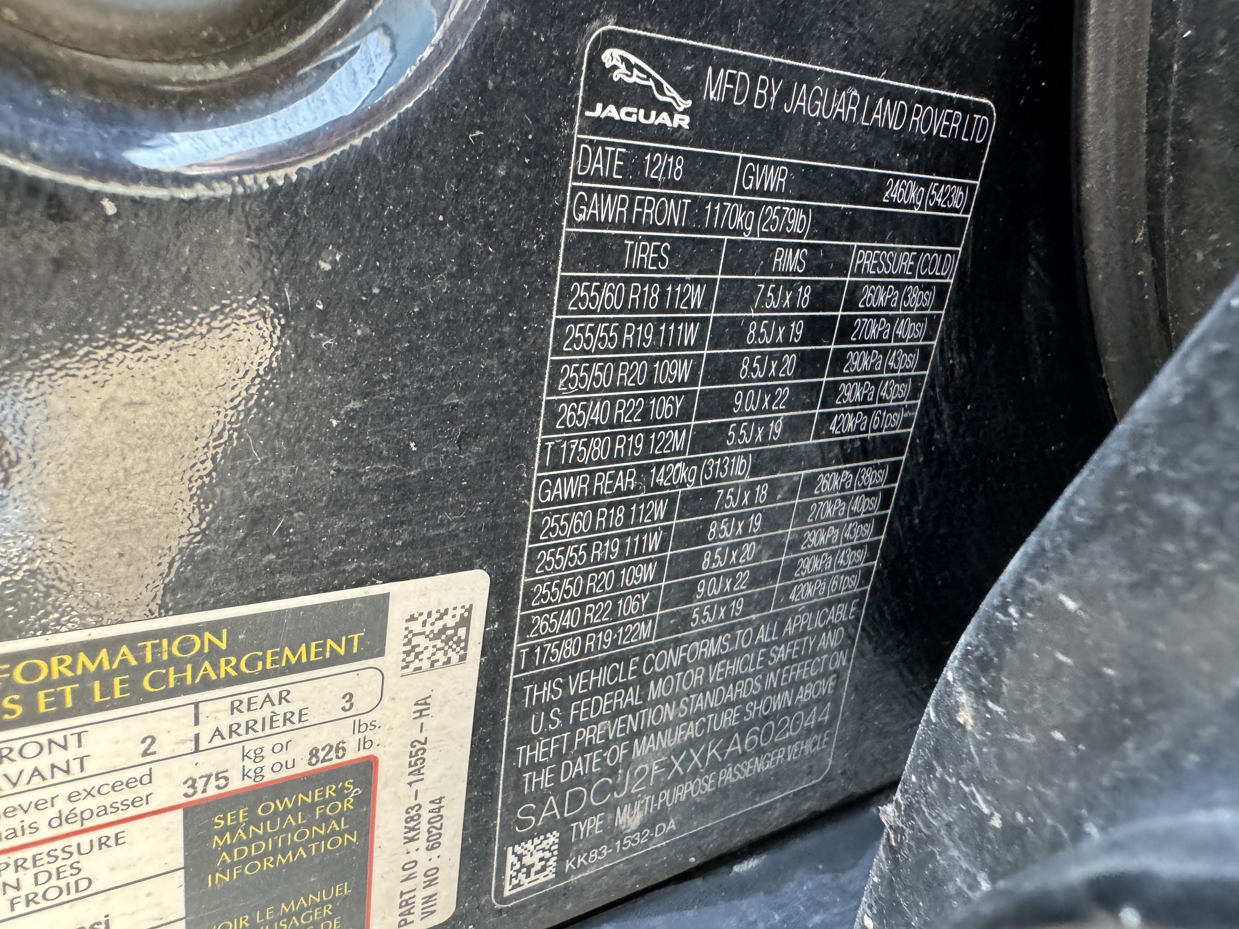 SADCJ2FXXKA602044 2019 Jaguar F-Pace Premium