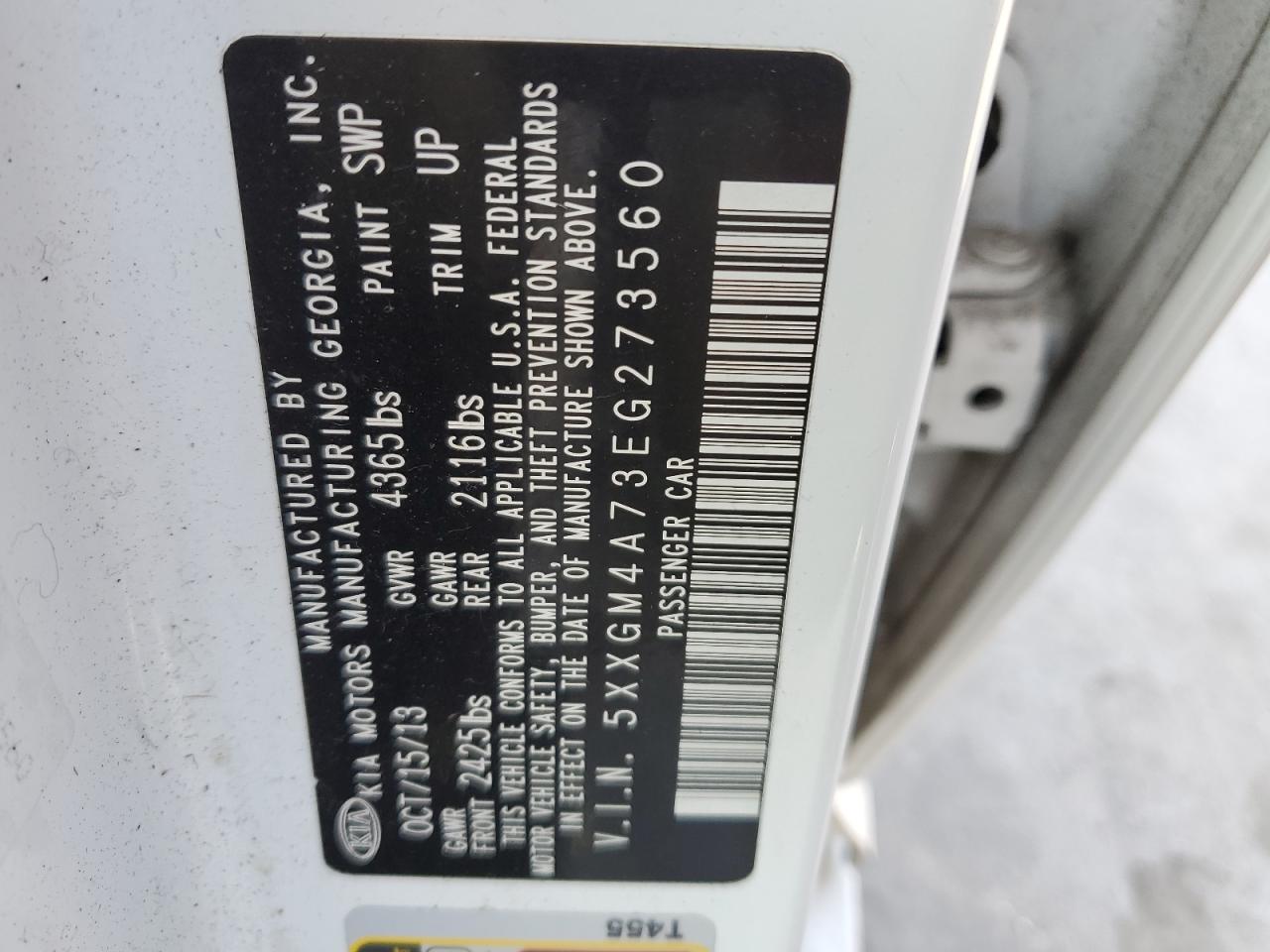 2014 Kia Optima Lx VIN: 5XXGM4A73EG273560 Lot: 66762834