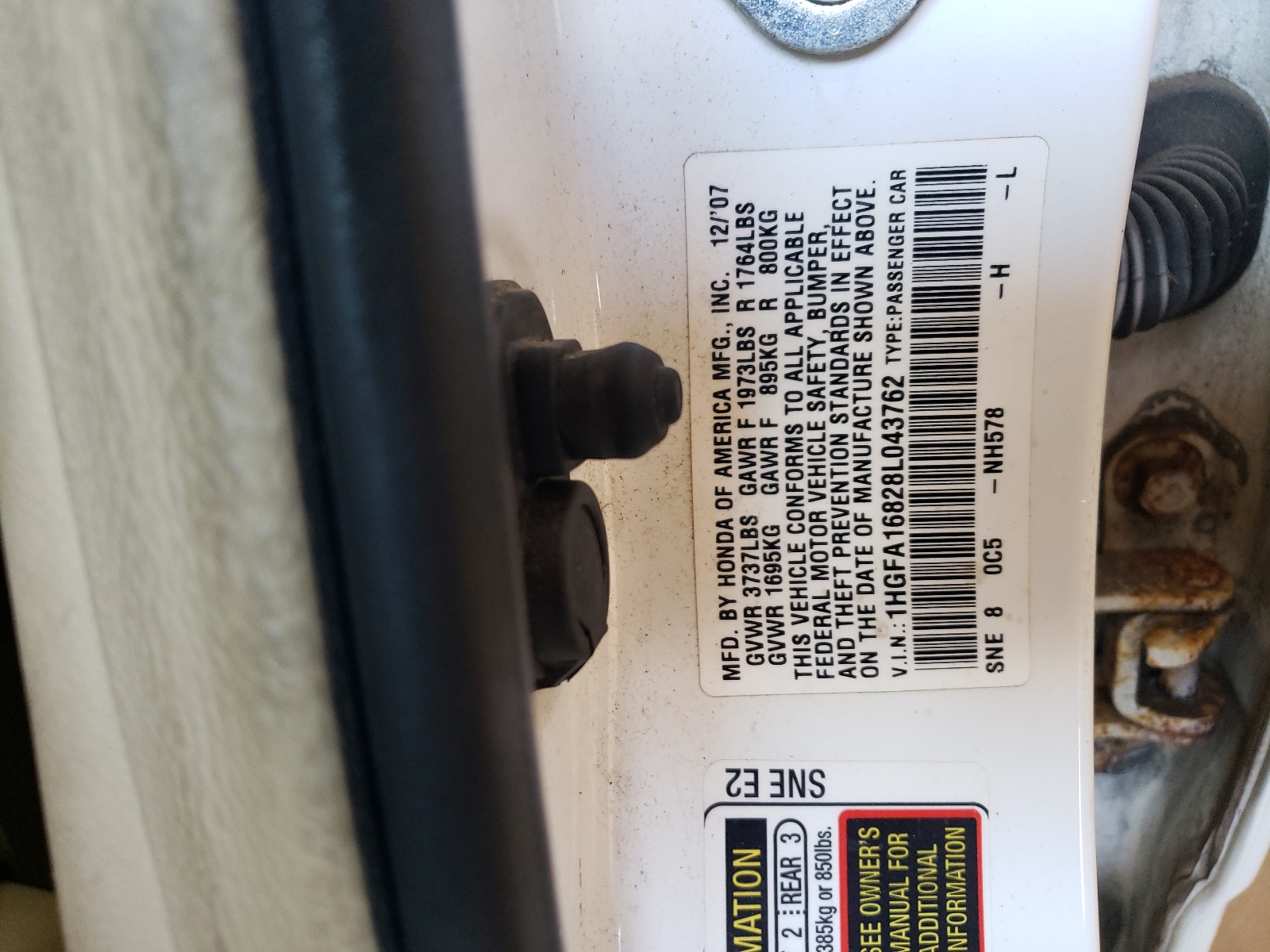 1HGFA16828L043762 2008 Honda Civic Ex