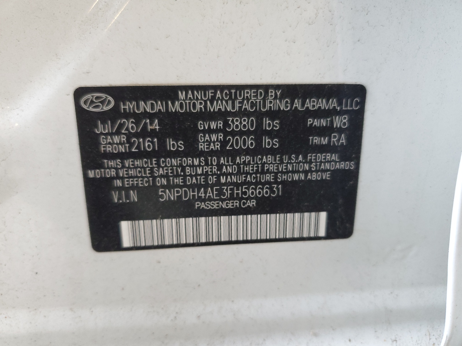 5NPDH4AE3FH566631 2015 Hyundai Elantra Se