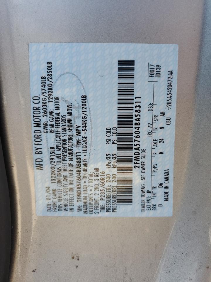 2FMDA57604BA58311 2004 Ford Freestar Ses