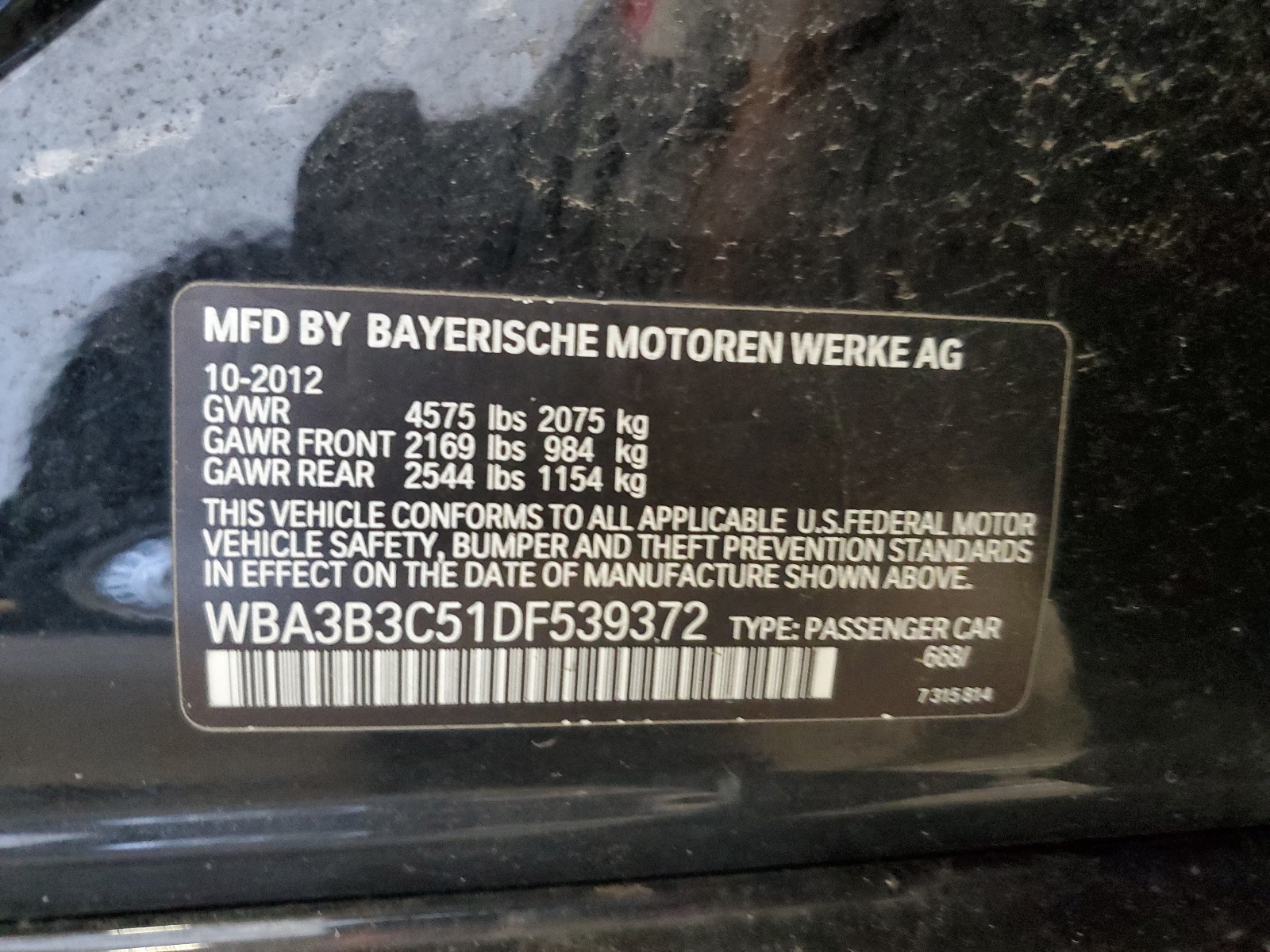 2013 BMW 328 Xi vin: WBA3B3C51DF539372