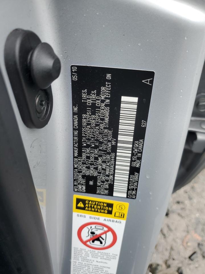 2010 Lexus Rx 350 VIN: 2T2BK1BAXAC064466 Lot: 66328944