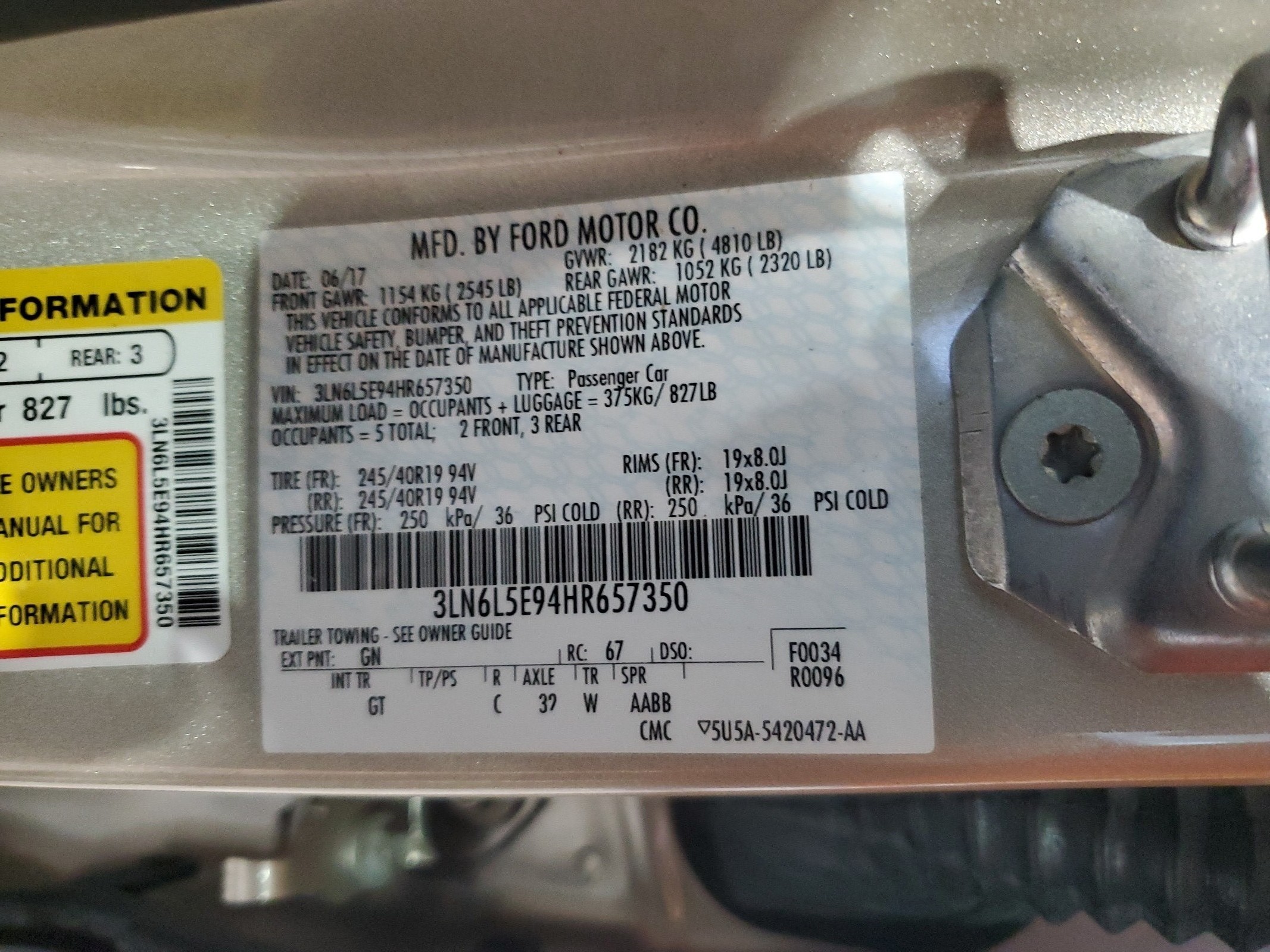 3LN6L5E94HR657350 2017 Lincoln Mkz Reserve