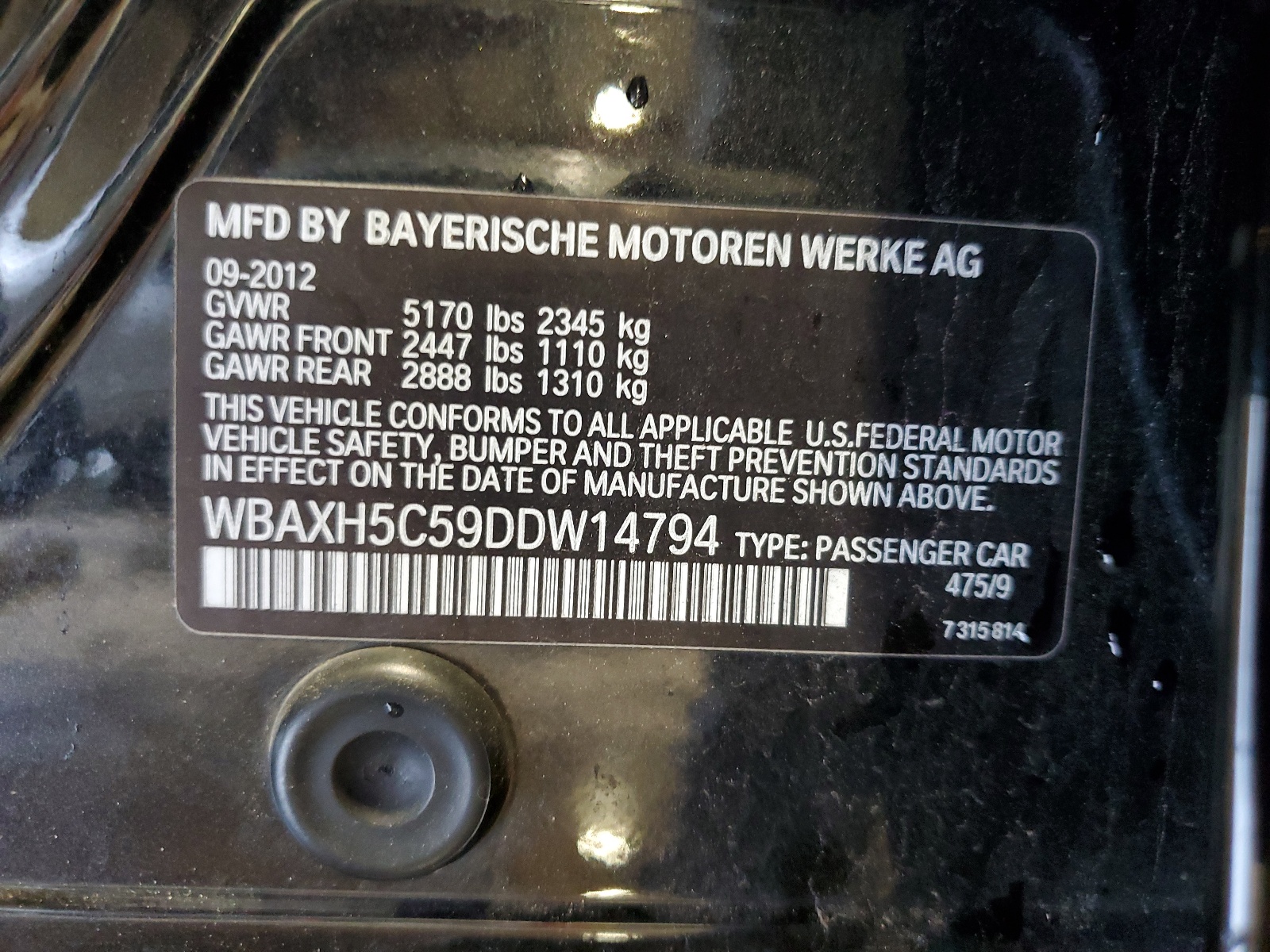 WBAXH5C59DDW14794 2013 BMW 528 Xi