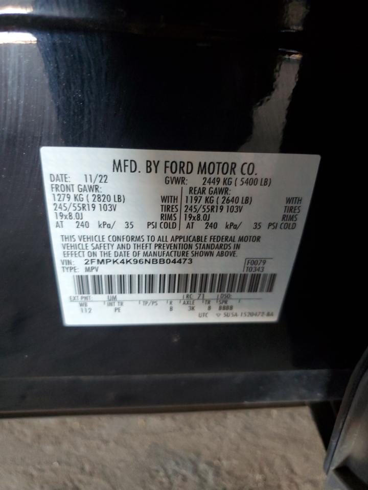 2022 Ford Edge Titanium VIN: 2FMPK4K96NBB04473 Lot: 68245704