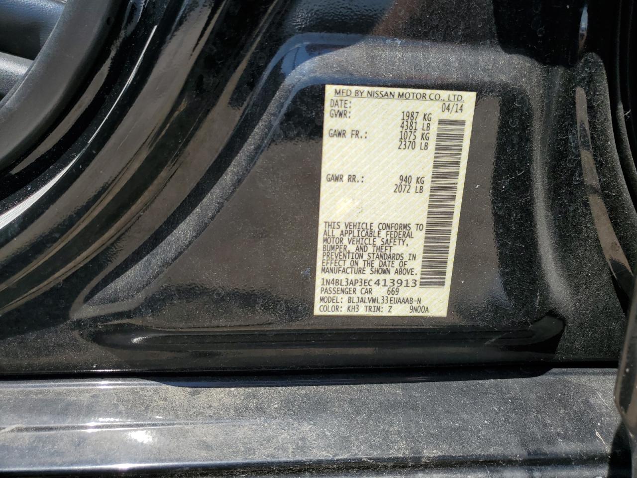 1N4BL3AP3EC413913 2014 Nissan Altima 3.5S