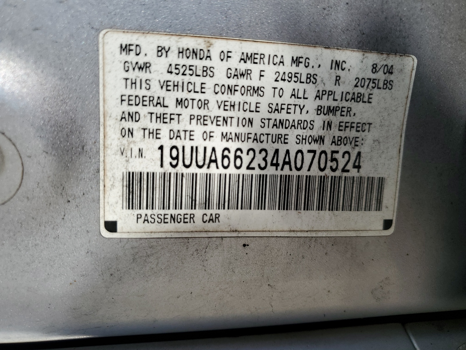 19UUA66234A070524 2004 Acura Tl