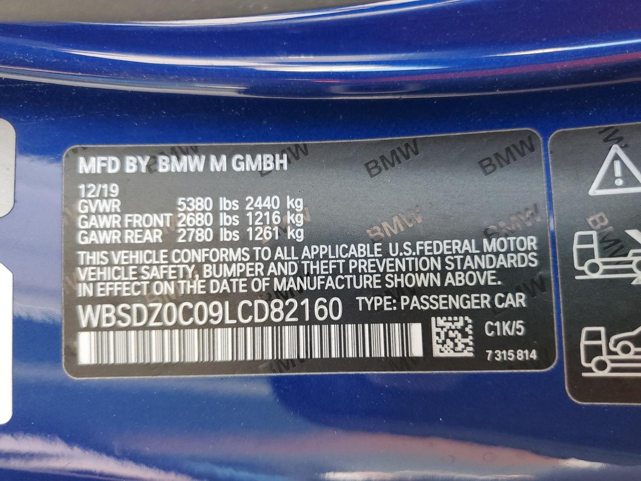 WBSDZ0C09LCD82160 2020 BMW M8