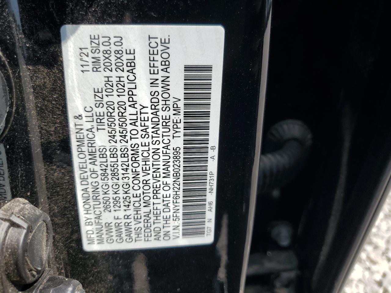 5FNYF6H22NB023895 2022 HONDA PILOT - Image 15