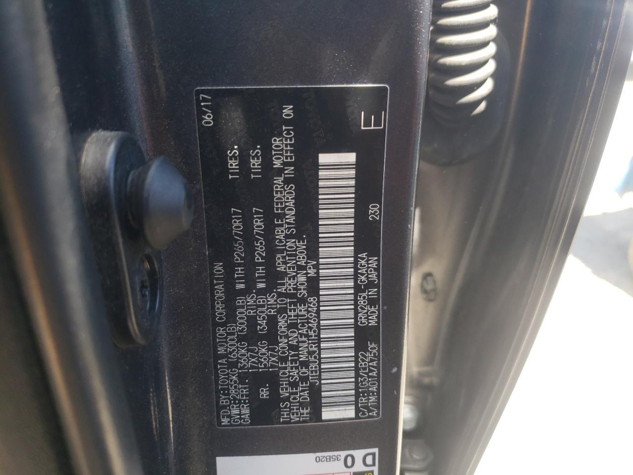 JTEBU5JR1H5469468 2017 Toyota 4Runner Sr5/Sr5 Premium