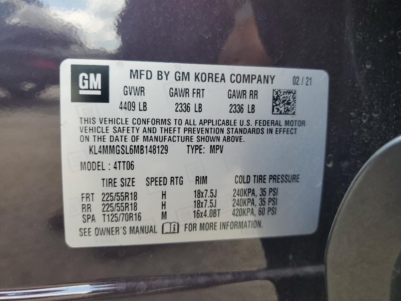 2021 Buick Encore Gx Essence VIN: KL4MMGSL6MB148129 Lot: 67029184