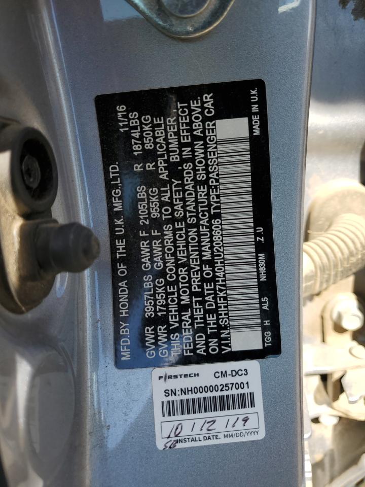 SHHFK7H40HU208606 2017 HONDA CIVIC - Image 12