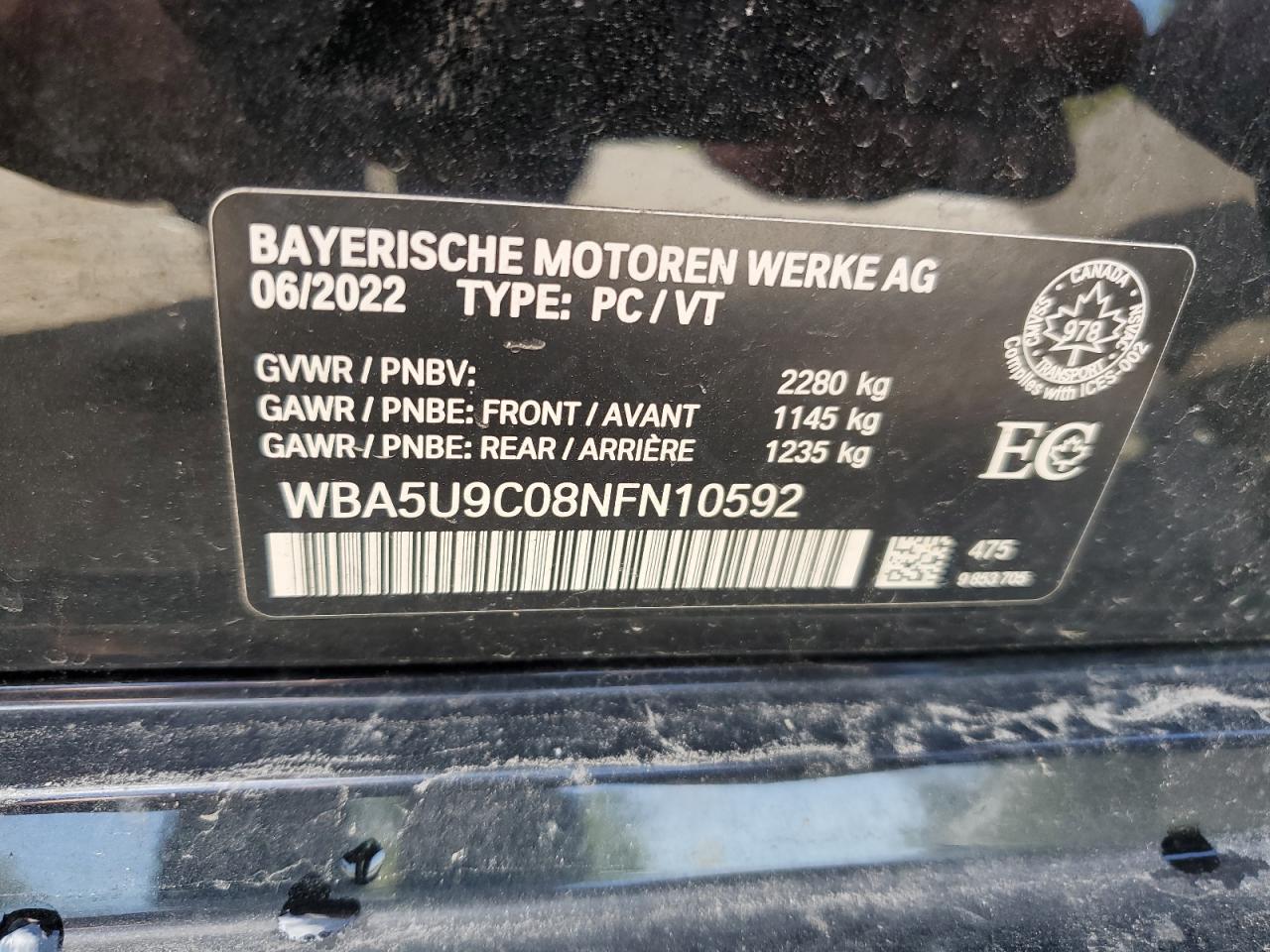 WBA5U9C08NFN10592 2022 BMW M340Xi