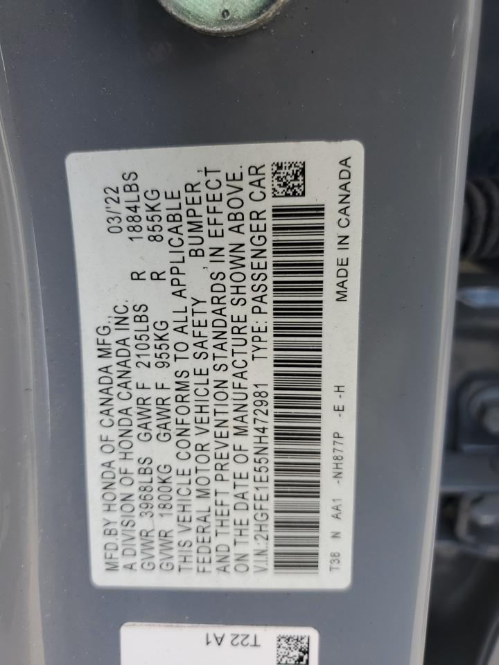 2HGFE1E55NH472981 2022 Honda Civic Si