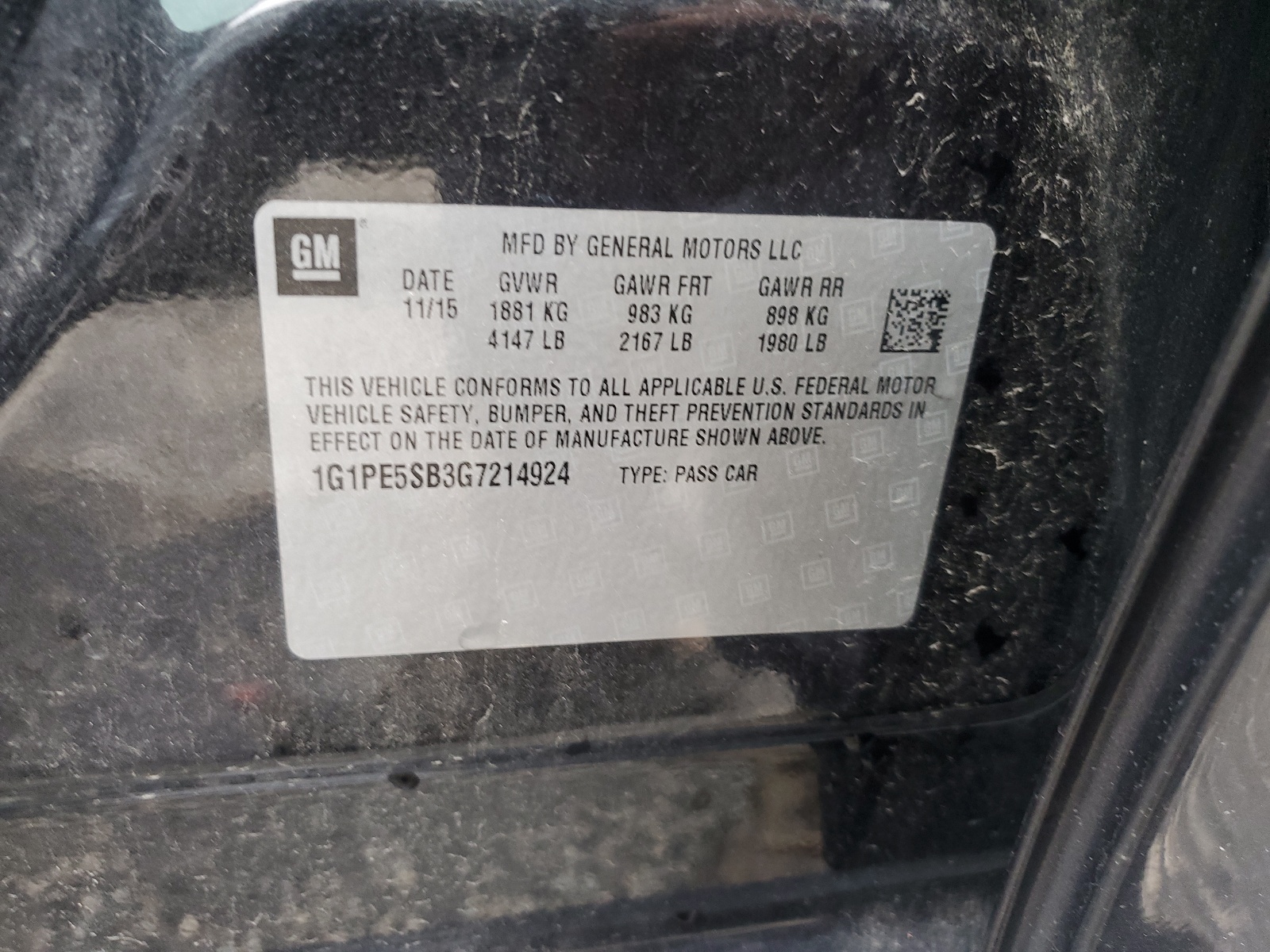 1G1PE5SB3G7214924 2016 Chevrolet Cruze Limited Lt