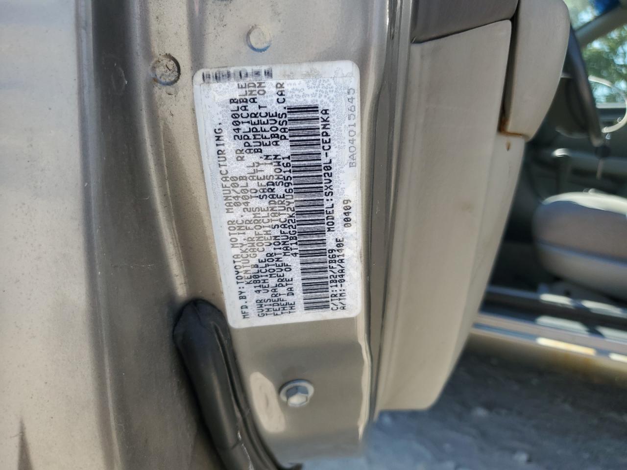 2000 Toyota Camry Ce VIN: 4T1BG22K2YU695161 Lot: 66927954