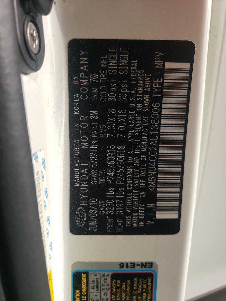 2010 Hyundai Veracruz Gls VIN: KM8NU4CC2AU138006 Lot: 65763904