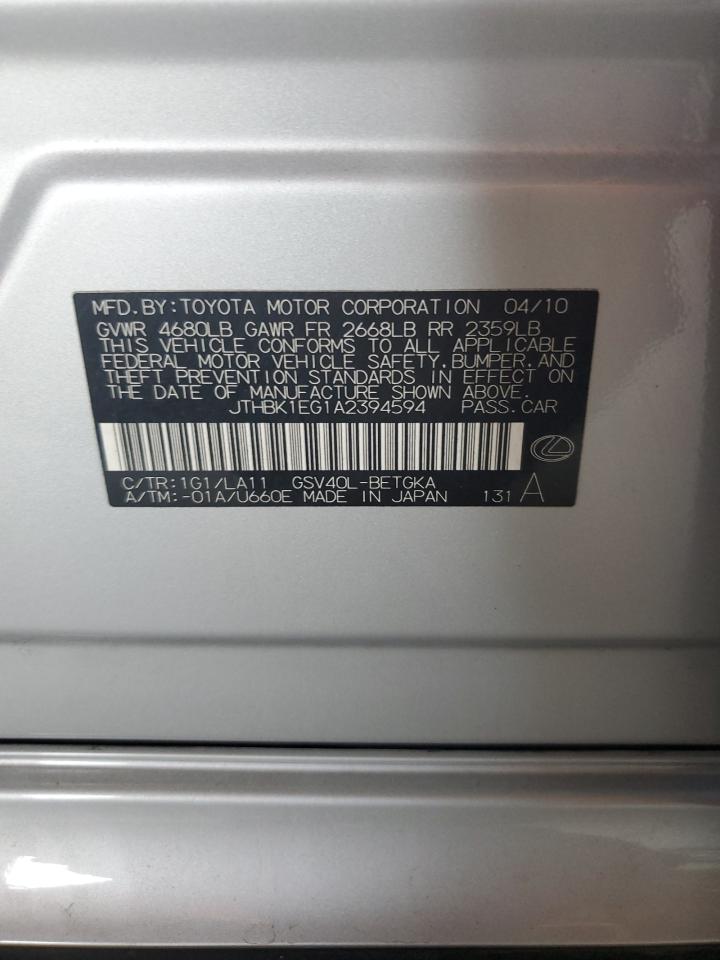 2010 Lexus Es 350 VIN: JTHBK1EG1A2394594 Lot: 66361834