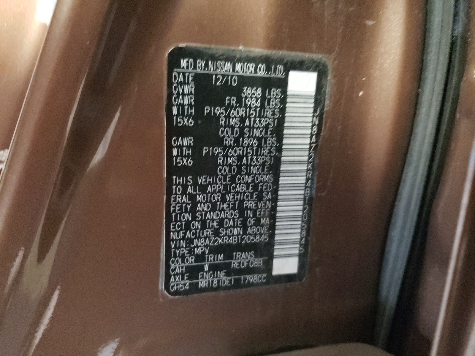 JN8AZ2KR4BT205845 2011 Nissan Cube Base