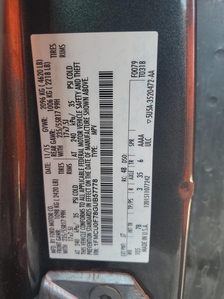 2016 Ford Escape S VIN: 1FMCU0F78GUB57778 Lot: 68015404