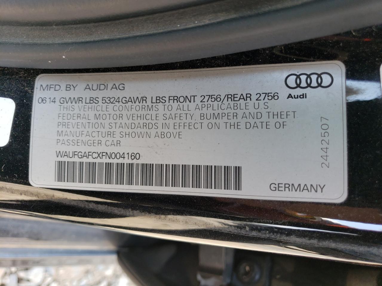 2015 Audi A6 Premium Plus VIN: WAUFGAFCXFN004160 Lot: 67052114