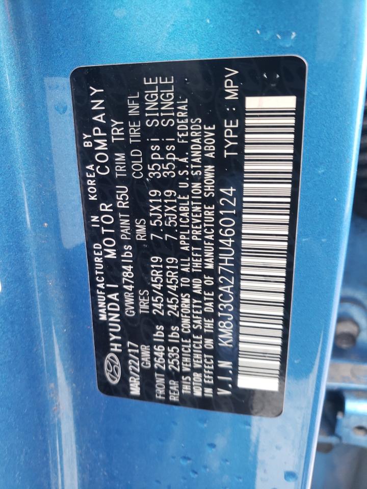 2017 Hyundai Tucson Limited VIN: KM8J3CA27HU460124 Lot: 66219384