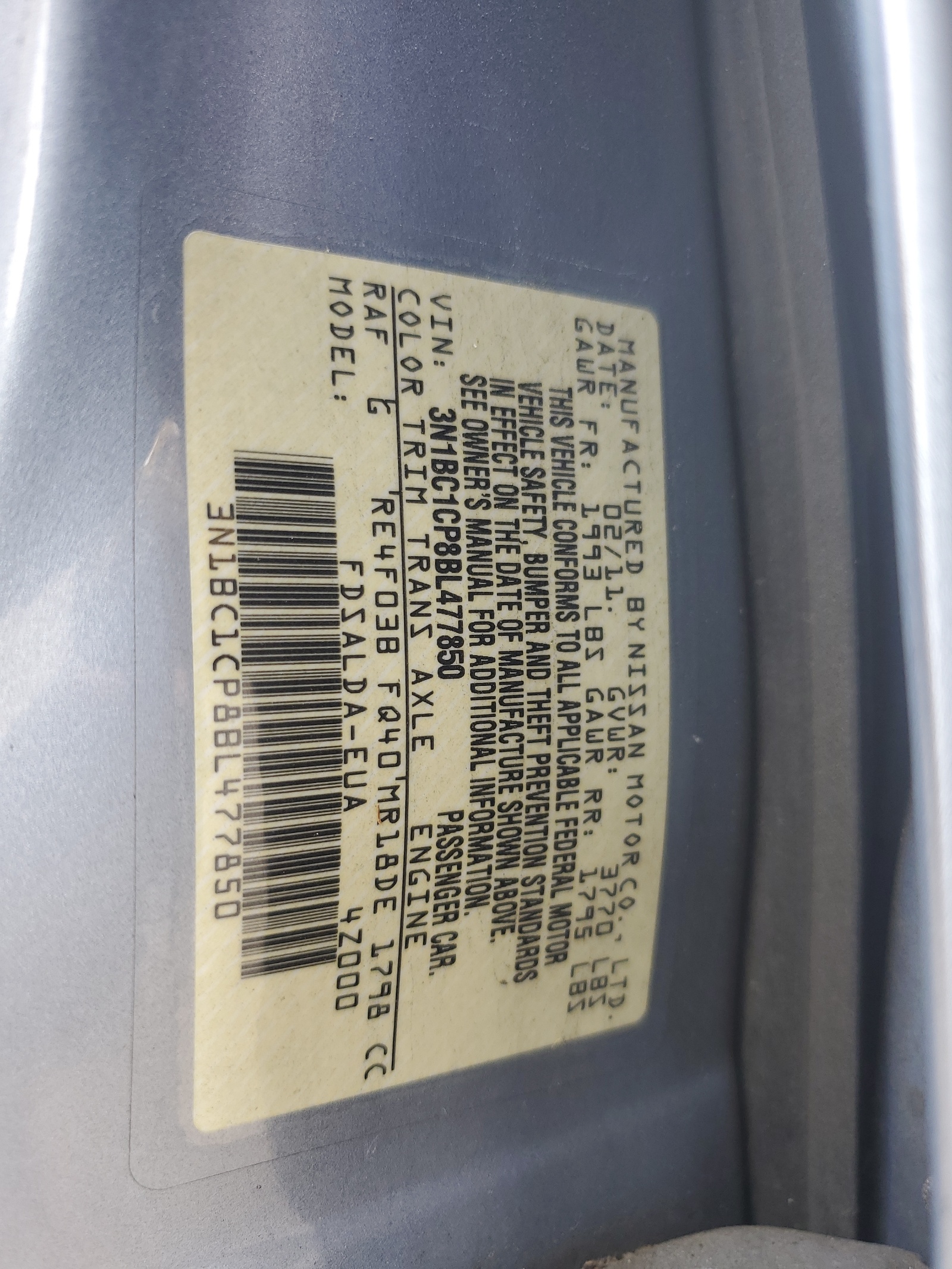 3N1BC1CP8BL477850 2011 Nissan Versa S