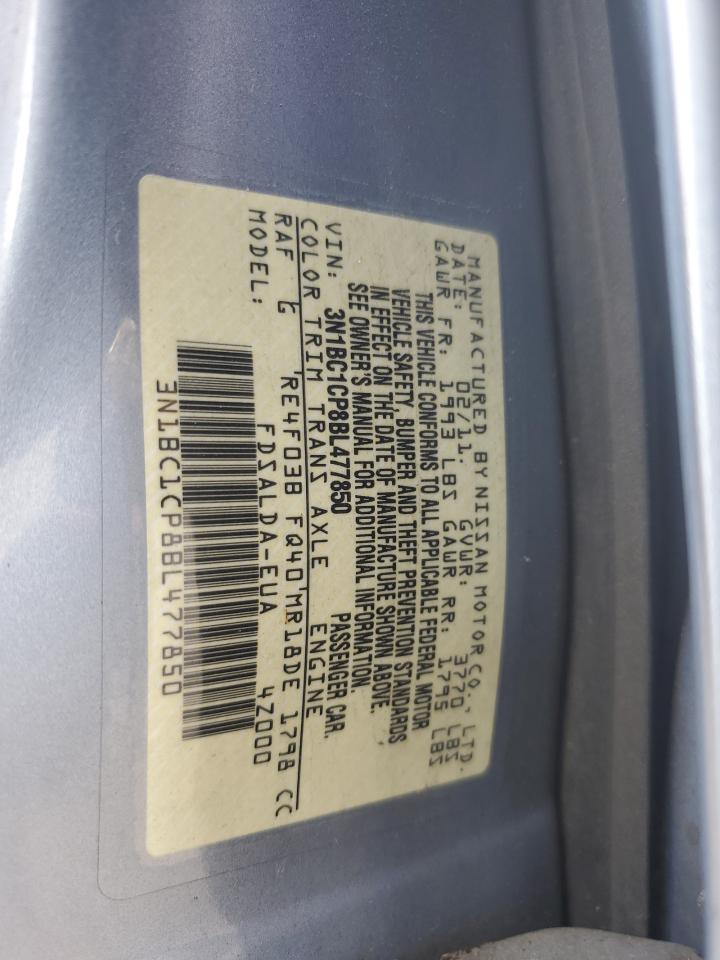 2011 Nissan Versa S VIN: 3N1BC1CP8BL477850 Lot: 66470974