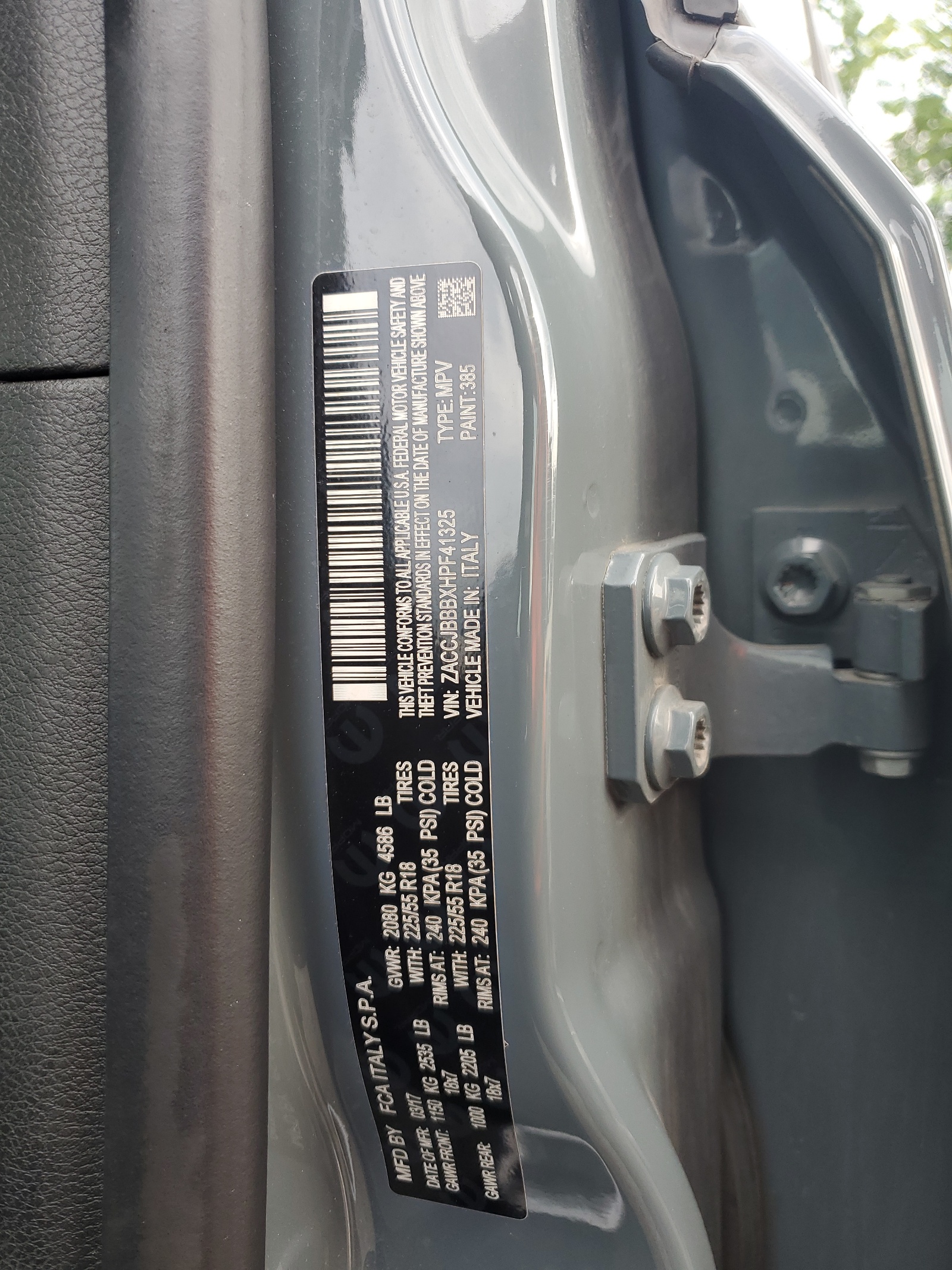 ZACCJBBBXHPF41325 2017 Jeep Renegade Latitude