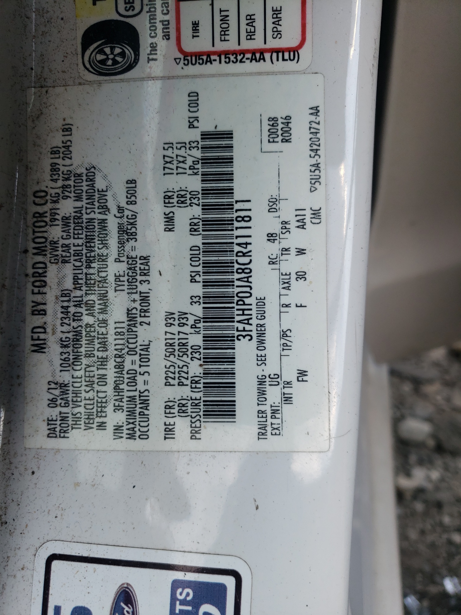 3FAHP0JA8CR411811 2012 Ford Fusion Sel