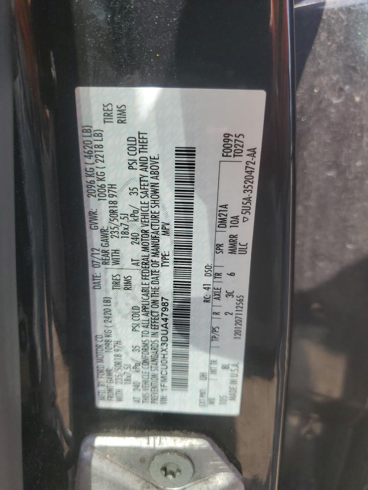 2013 Ford Escape Sel VIN: 1FMCU0HX3DUA47987 Lot: 64839014