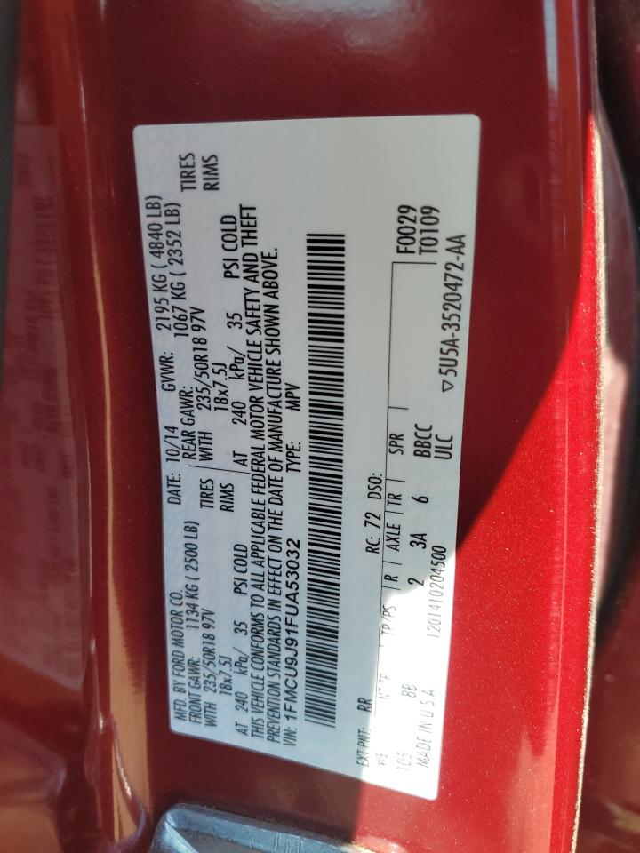 2015 Ford Escape Titanium VIN: 1FMCU9J91FUA53032 Lot: 66038274